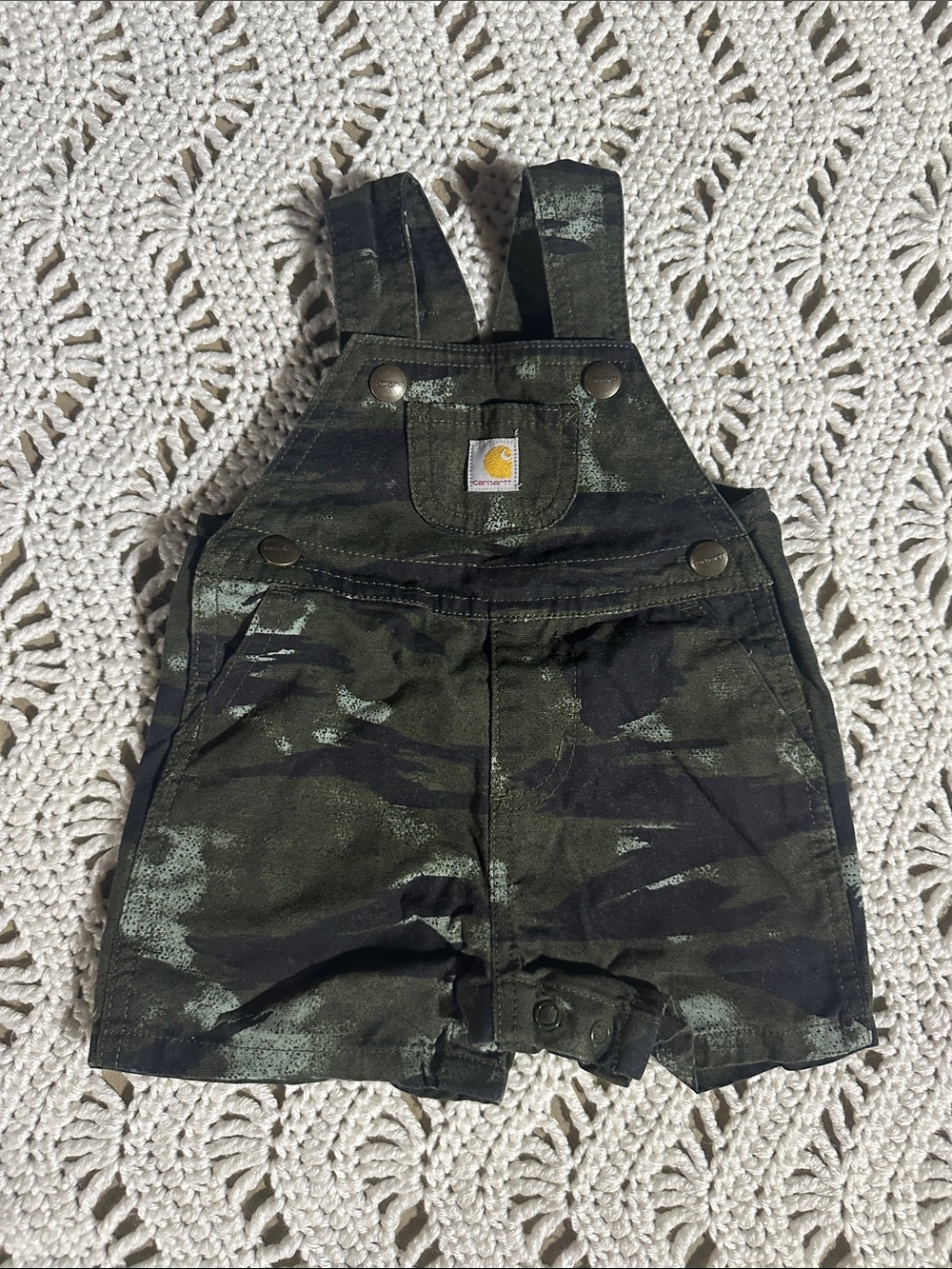 Carhartt Kids Camouflage Short Overalls - Black & Green